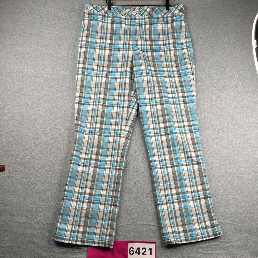 AUR Active Golf Pants Active Mens Size 38 Blue Gray Plaid Golf Casual